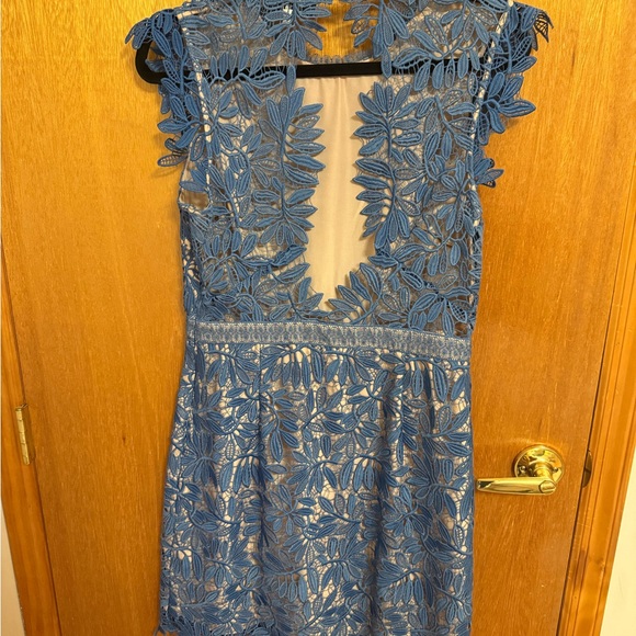 Reiss Maika Blue Floral Lace Open Back Dress Size 10 Cocktail Wedding Guest - Picture 14 of 14